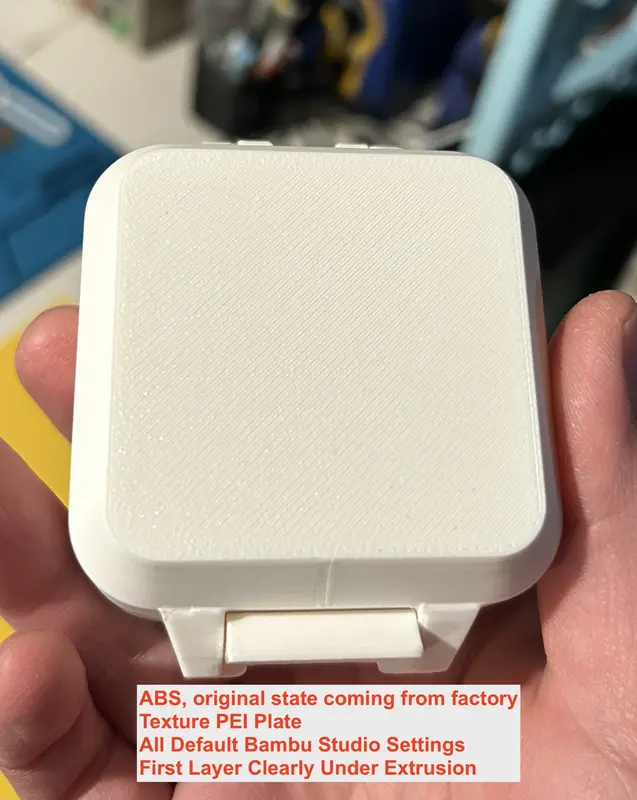 Bottom surface of an ABS storage box, sparse and under-extruded